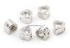 Margele decor, inima cu cristal, argint 925 rodiat, 4.5mm - x1