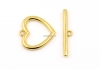 Incuietoare toggle inima, argint 925 placat cu aur - x1set