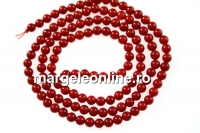 Margele Coral, rosu intens, rotund, 4.5mm