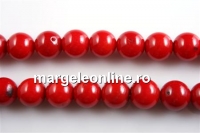 Coral beads, red, round, 10mm