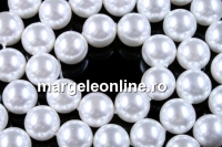 Perle tip Mallorca, rotund, alb,  8mm