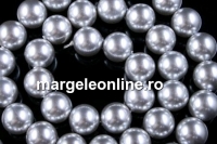 Perle tip Mallorca, rotund, argintiu intens, 8mm