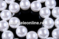 Perle tip Mallorca, rotund, alb, 12mm