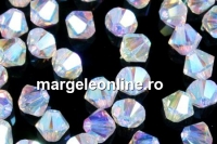 Swarovski, margele bicone, aurore boreale AB2x, 6mm - x10