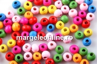 Margele lemn mix multicolor, 6mm