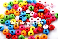 Margele lemn mix multicolor rondele, 7.5mm