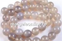 Margele agata grey, round, 6mm