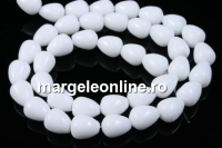 Margele agate albe, picatura, 16x12mm