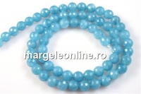 Margele cuart albastru angelit, rotund fatetat, 6.5mm