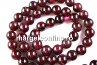 Margele granat natural rosu intens, round, 7mm