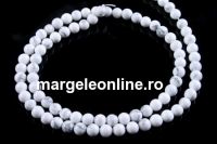 White howlite, round, 4mm