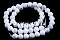 White howlite, round, 8mm