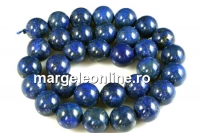 Margele Lapis Lazuli natural A+, albastru safir rotund, 7.5mm