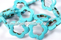 Turquoise magnesite, flower frame, 33.5mm
