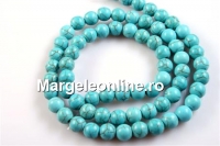 Turquoise magnesite, round, 6mm