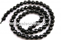 Onix, black, faceted round, 6mm