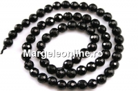 Onix, black, faceted round, 6mm