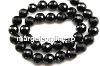 Onix, black, faceted round, 10mm