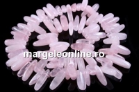 Pink quartz, stick, 16x5-23x7mm