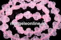 Margele cuart roz, trifoi, 11.5mm