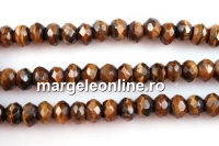 Brown tiger eye, faceted rondelle, 6mm