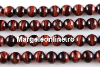 Red tiger eye, round, 8.5mm