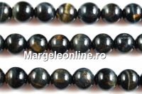 Margele ochi de tigru albastru, rotund, 6mm