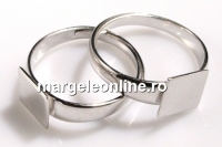 Ring base, rhodium-plated 925 silver, square tray 8mm - x1