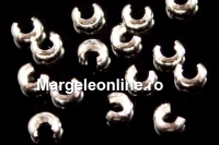 Crimp cover, rhodium plated 925 silver, 3.5mm - x2