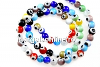 Margele Evil eye, rotund, multicolor, 6mm