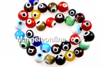 Margele Evil eye, rotund, multicolor, 10mm