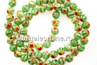 Margele chevron, rotund, verde, 6mm