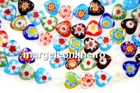 Margele chevron, inima, multicolor, 10mm