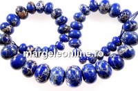 Margele jasp imperial, albastru regal, rondele, 10-21mm