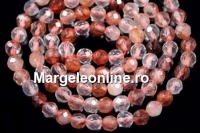 Margele volcano cuart, rotund fatetat, 4mm
