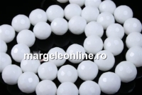 White agate, faceted round, 6mm