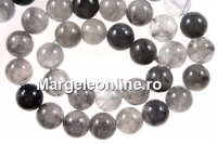 Margele cuart gri fumuriu, rotund, 10mm