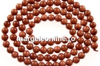 Brown goldstone, round, 4mm