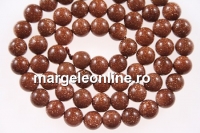 Brown goldstone, round, 8mm