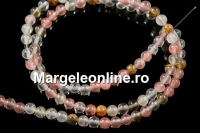 Cherry volcano quartz, round, 4.5mm