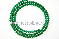 Agate, round, intense green, 3mm