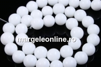 Margele agate albe, rotund, 12mm