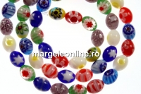 Margele chevron, oval, multicolor, 8x6mm
