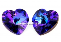 Swarovski, heart pendant, heliotrope, 10mm - x2
