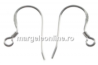 Earring findings, rhodium-plated 925 silver, 18mm - x1pair