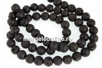 Black lava, round, 6.5mm