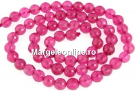 Intense pink jade, faceted round, 6mm