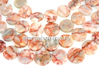 Margele jasp red line, disc, 15mm