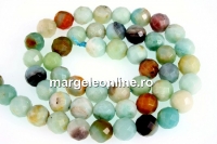 Margele amazonit multicolor, rotund fatetat, 8mm