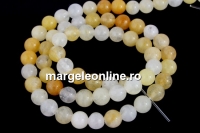 Margele jad alb si galben, rotund, 6.5mm